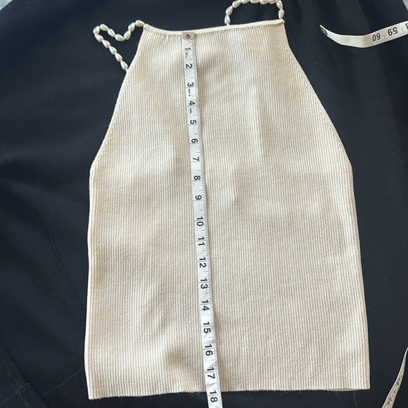 House of Harlow | L | pearl strap spaghetti ribbed cream tank top NWOT - Picture 4 of 8